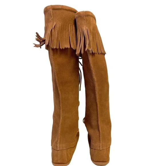 *Minnetonka Brown Lace Up Suede Boots Size 7 - Picture 3 of 5